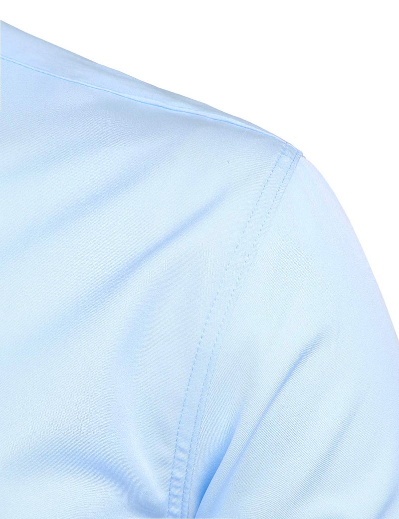 ZEROYAA Mens Hipster Solid Slim Fit Long Sleeve Mandarin Collar Dress Shirts ZLCL08 Light Blue Large - Image 4